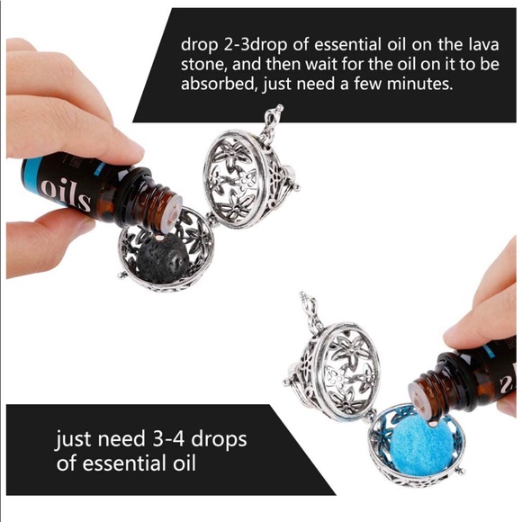 Lava stone essential oil aromatherapy necklace. - Picture 3 of 8
